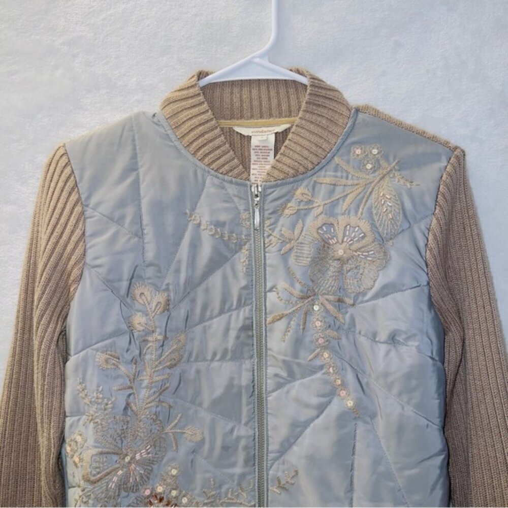 Sundance Long Sleeve Knit Embellished Quilted Full Zip Jacket size 2 - Picture 4 of 6